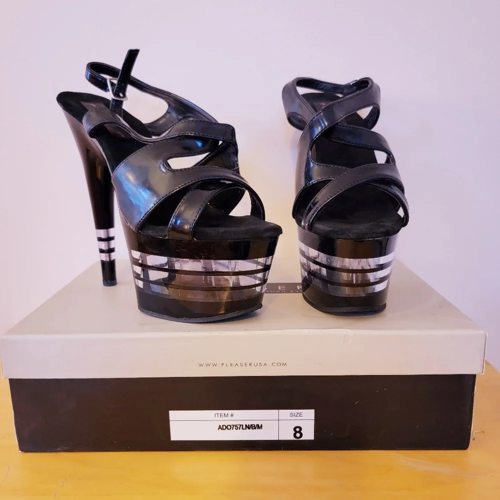 NIB RARE PLEASER PLATFORM STILETTOS - Picture 1 of 8